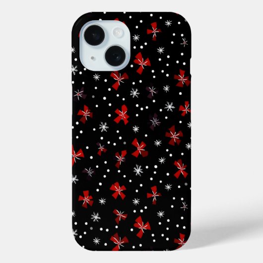 レッドボウ冬のパターン Case-Mate iPhoneケース (裏面)