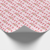 レッドボウ喜びの一ベビークリスマスピンク ラッピングペーパー (角)