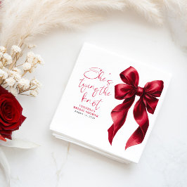 レッドボウ彼女は結び目のブライダルシャワー スタンダードカクテルナプキン