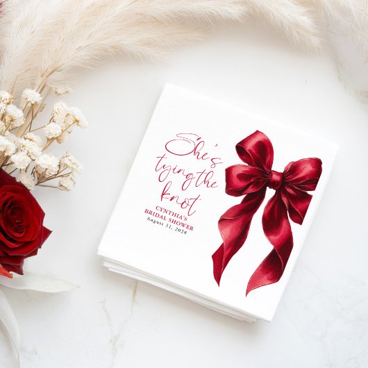 レッドボウ彼女は結び目のブライダルシャワー スタンダードカクテルナプキン