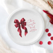 レッドボウ彼女は結び目のブライダルシャワー ペーパープレート