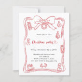レッドボウ手引きクリスマスパーティの招待状 (正面)