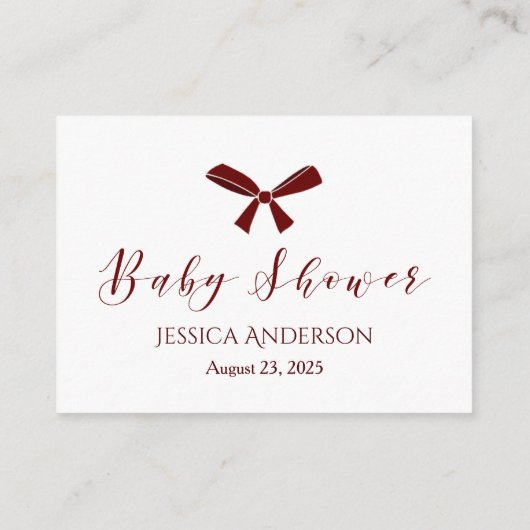 レッドボウ推測伯赤ちゃんシャワーゲーム エンクロージャーカード (裏面)