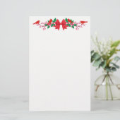 レッドボウ深紅色ズトッ縁どプホリデー 便箋 (スタンド正面)