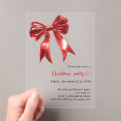 レッドボウ澄んクリスマスパーティー アクリル招待状 (インサイチュ (ポータブル))