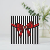 レッドボウ白黒ストライプ誕生日パーティー(3) 招待状 (スタンド正面)