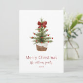 レッドボウ素朴クリスマスツリーファミリーホリデーカード 招待状 (スタンド正面)