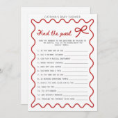 レッドボウ赤ちゃんシャワー – 編集可能な名前、5x7招待 招待状 (正面/裏面)