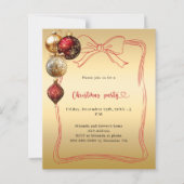 レッドボウ金ゴールドボーブルクリスマスパーティの招待状 (正面)
