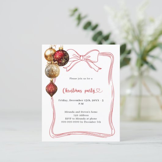 レッドボウ金ゴールドボーブルクリスマスパーティの招待状 (スタンド正面)