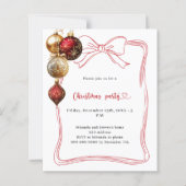 レッドボウ金ゴールドボーブルクリスマスパーティの招待状 (正面)