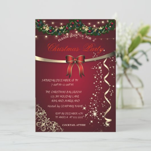 レッドボウ、オーナメント会社クリスマスパーティー 招待状 (スタンド正面)