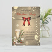 レッドボウ、シャンパンポインセチア会社クリスマス 招待状 (スタンド正面)