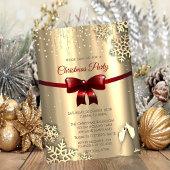 レッドボウ、スノーフレーク、グラス金ゴールド会社クリスマス 招待状