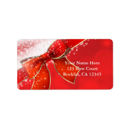 レッドボウ&スパークルスクリスマスホリデー招待状 ラベル