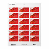 レッドボウ&スパークルスクリスマスホリデー招待状 ラベル (フルシート)