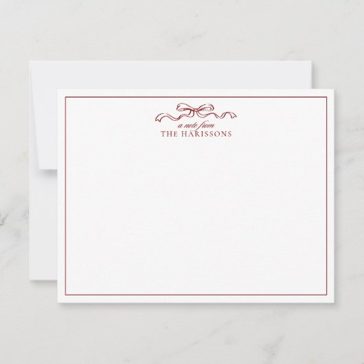 レッドボウ ホリデー ボーダー ノート カード (正面)