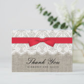 レッドボウ&レース結婚ズサンキューカード サンキューカード (スタンド正面)