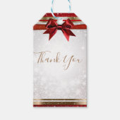 レッドボウ&金ゴールドホワイトスパークルホリデーエレガントパーティー ギフトタグ (正面)