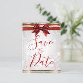 レッドボウ&金ゴールドホワイトスパークルホリデーザデイト 案内ポストカード (スタンド正面)