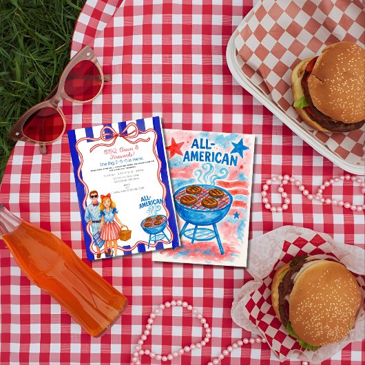 レッドボウBBQ、ブリュース、ファイヤーワークス 4th of July 招待状
