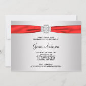 レッドボウSweet sixteenパーティの招待状 招待状 (裏面)