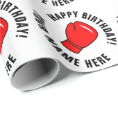 レッドボクシンググローブ誕生日包装紙 ラッピングペーパー (ロールコーナー)