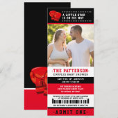 レッドボクシングチケット カップル ベビーシャワー フォト 招待状 (正面/裏面)