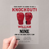 レッドボクシング手袋子供の誕生日パーティーノックアウト アクリル招待状 (インサイチュ (ポータブル))