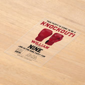 レッドボクシング手袋子供の誕生日パーティーノックアウト アクリル招待状 (レイダウン)