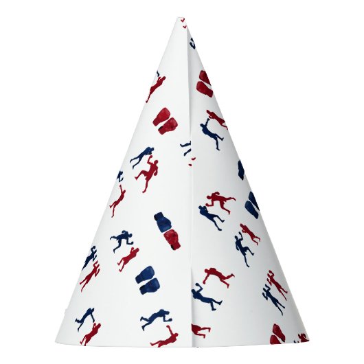 レッドボクシング手袋子供の誕生日パーティーノックアウト パーティーハット (裏面)