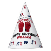 レッドボクシング手袋子供の誕生日パーティーノックアウト パーティーハット (正面)