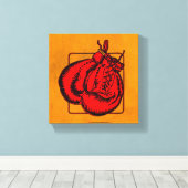 レッドボクシング手袋 キャンバスプリント (インサイチュ (ウッドフロア))