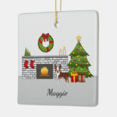 レッドボストンテリアインフェスティバルクリスマスルーム セラミックオーナメント (左)