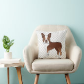 レッドボストンテリアキュート漫画の犬のスケッチ&ポーズ クッション (椅子)