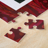 レッドボタニカルフレームホリデーフォトギフトパズル ジグソーパズル (側面)