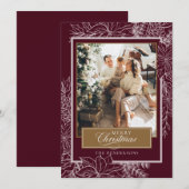 レッドボタニカルメリークリスマスフォト シーズンカード (正面/裏面)