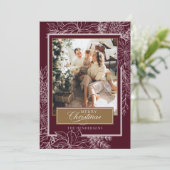 レッドボタニカルメリークリスマスフォト シーズンカード (スタンド正面)
