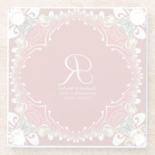 レッドボヘミアろうけつ染めモノグラム結婚ズ ガラスコースター (裏面)