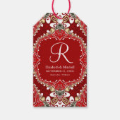 レッドボヘミアろうけつ染めモノグラム結婚ズ ギフトタグ (正面)