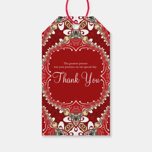 レッドボヘミアろうけつ染めモノグラム結婚ズ ギフトタグ (裏面)