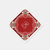 レッドボヘミアろうけつ染めモノグラム結婚ズ スタンダードカクテルナプキン (角)