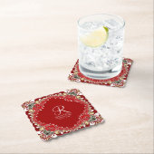 レッドボヘミアろうけつ染めモノグラム結婚ズ ペーパーコースター (インサイチュ)
