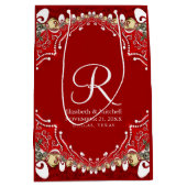 レッドボヘミアろうけつ染めモノグラム結婚ズ ミディアムペーパーバッグ (正面)