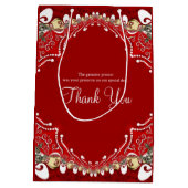 レッドボヘミアろうけつ染めモノグラム結婚ズ ミディアムペーパーバッグ (裏面)