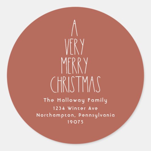 レッドボホーとても陽気なクリスマス封筒用シール ラウンドシール (正面)