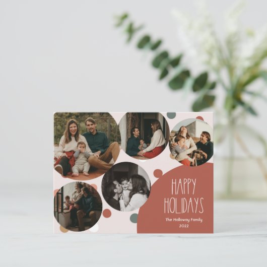 レッドボホ水玉模様ハッピーホリデーズファイブフォト シーズンポストカード (スタンド正面)
