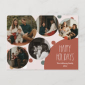 レッドボホ水玉模様ハッピーホリデーズファイブフォト シーズンポストカード (正面)