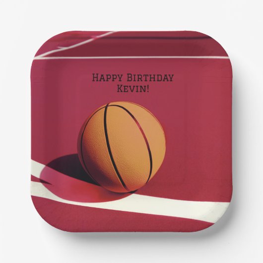 レッドボーイズ誕生日パーティーバスケットボール ペーパープレート (正面)