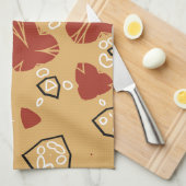 レッドボーホジオメトリック抽象芸術2 キッチンタオル (四つ折り)